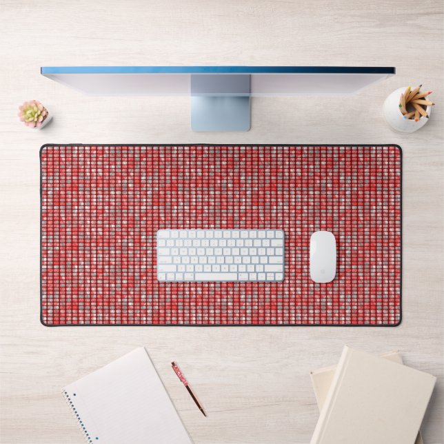 Gradient grey and red blocks pattern desk mat (Office 1)