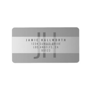 Gradient Grey   Monogrammed Return Address Label