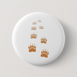 Gradient Grizzly Bear Paw Print 2 Inch Round Button