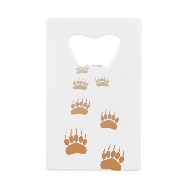 Gradient Grizzly Bear Paw Print Credit Card Bottle Opener (Front)