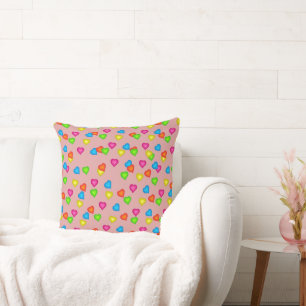 Gradient Hearts Throw Pillow