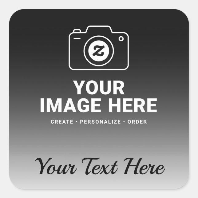 Gradient Image and Text Square Sticker (Front)