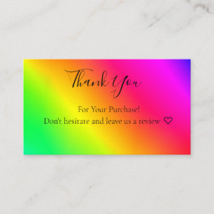 Gradient Luminescent Rainbow Metallic Thank You Business Card