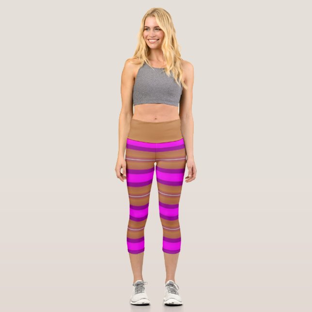 Gradient multicolor stripes capri leggings (Front)