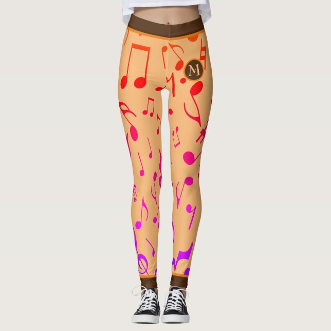 GRADIENT Music Notes PEACH Leggings (Front)
