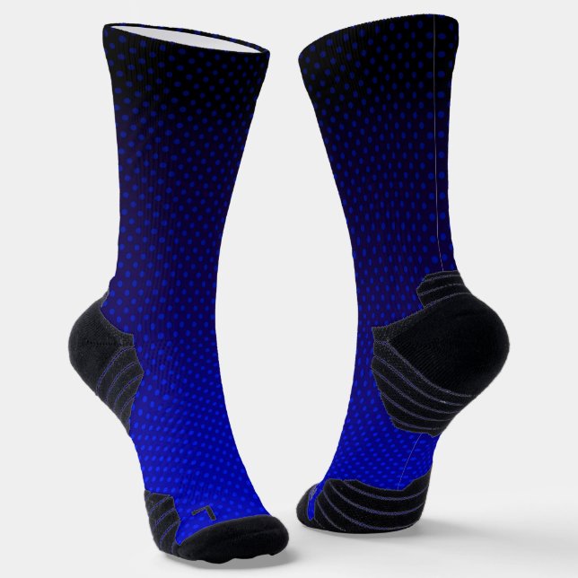 Gradient navy grey polka dots print abstract socks (Angled)