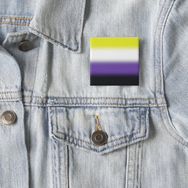 Gradient Nonbinary Pride Flag – Nonbinary Flag 2 Inch Square Button (In Situ)
