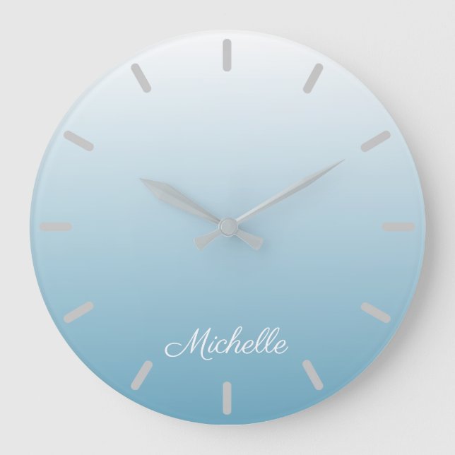 gradient ombre angel blue large clock (Front)