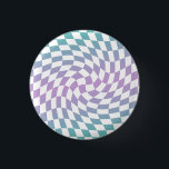 Gradient Ombre Blue Lilac Warped Check Chequered 1 Inch Round Button<br><div class="desc">Perfect warped chequered design pillow in pastel colours,  full of great vibes. Modern warped checkers pattern. This nice retro psychedelic design takes you to the wonderland. Warped checks in pastel colours. Twirl and swirl checks,  chequered pastel pattern</div>