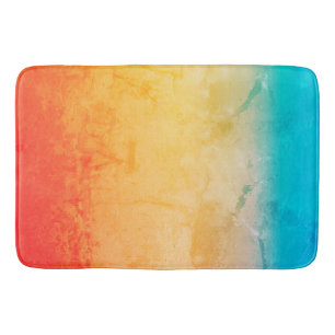 Gradient ombre coral blush beige blue soft blurred bath mat