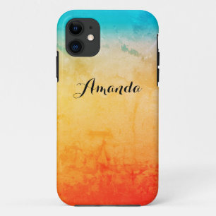 Gradient ombre coral blush beige blue soft blurred iPhone 11 case