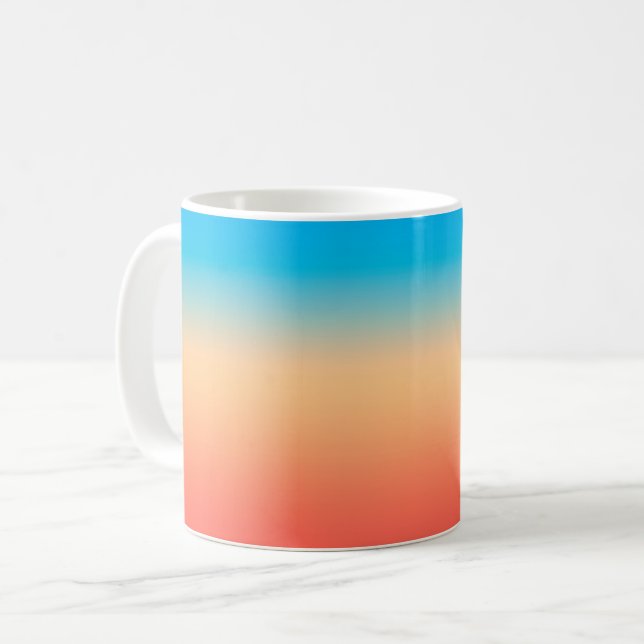 Gradient ombre coral blush beige blue soft blurred coffee mug (Front Left)