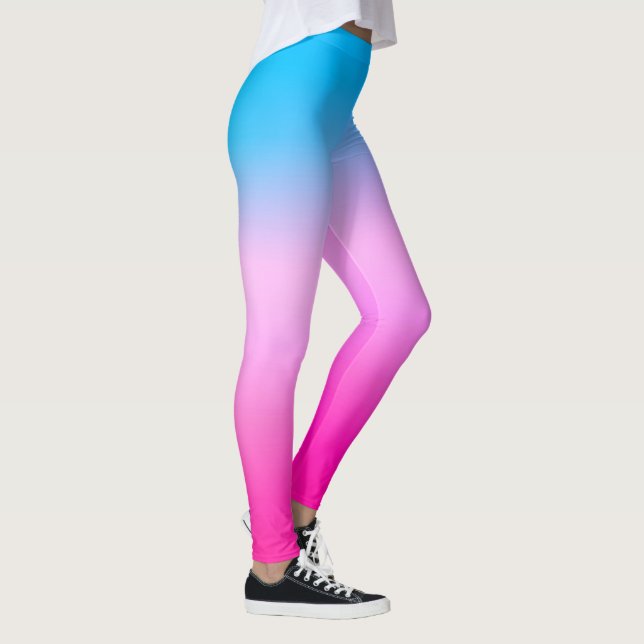 Gradient ombre coral blush beige blue soft blurred leggings (Right)