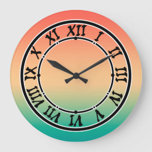 Gradient ombre coral blush beige green soft blurre large clock
