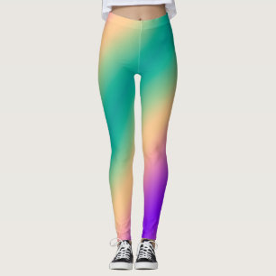 Gradient ombre green yellow pink purple soft blurr leggings