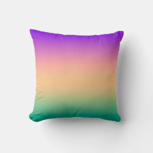 Gradient ombre green yellow pink purple soft blurr throw pillow