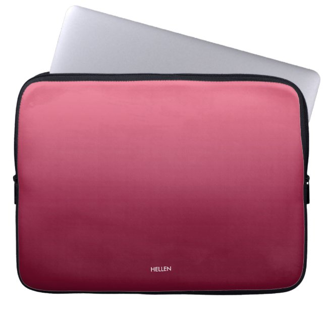 Gradient Ombre Pink Personalized Laptop Sleeve (Front)