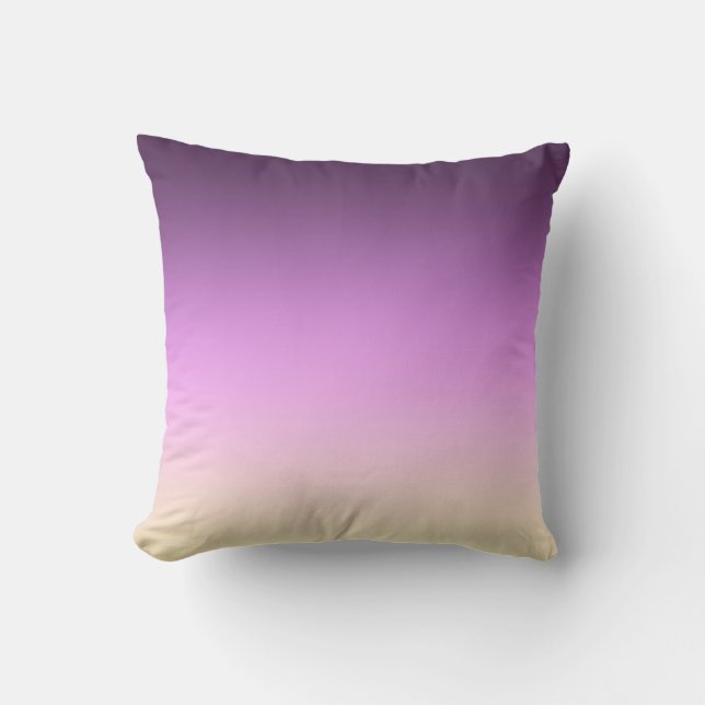 Gradient ombre purple violet yellow beige colours throw pillow (Front)