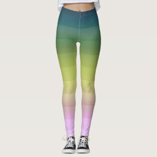 Gradient ombre stripe lined soft blurred green bei leggings
