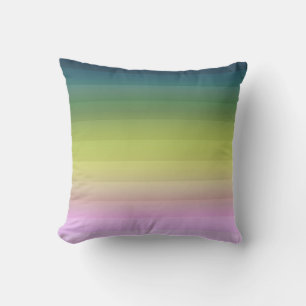 Gradient ombre stripe lined soft blurred green bei throw pillow