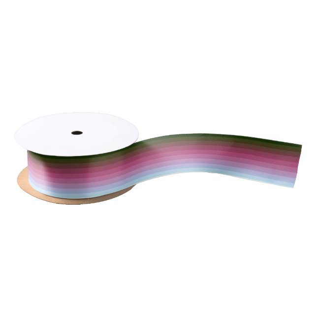 Gradient ombre stripe lined soft blurred multicolo satin ribbon (Spool)