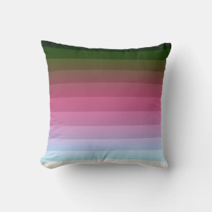 Gradient ombre stripe lined soft blurred multicolo throw pillow