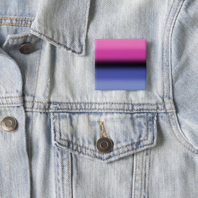Gradient Omnisexual Pride Flag – Omnisexual Flag 2 Inch Square Button (In Situ)