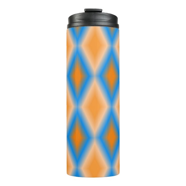 Gradient orange and blue diamond shapes thermal tumbler (Front)