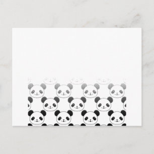 Gradient Panda Bear Pattern Postcard
