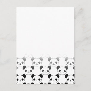 Gradient Panda Bear Pattern Postcard
