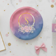 gradient party watercolor pink Floral Birthday