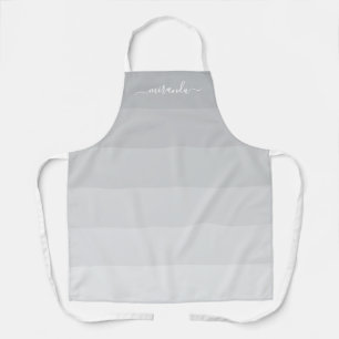 Gradient Pastel Grey Stripes with Custom Name Apron