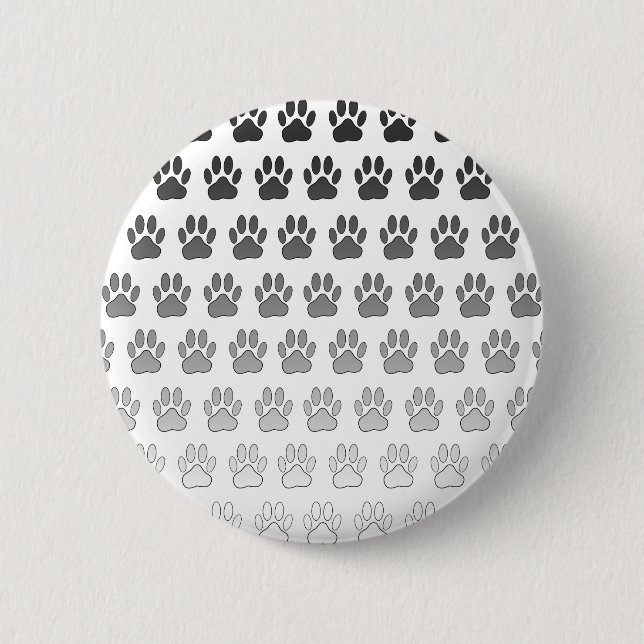 Gradient Paw Prints in Black & White & Grey 2 Inch Round Button (Front)