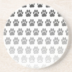 Gradient Paw Prints in Black & White & Grey Coaster