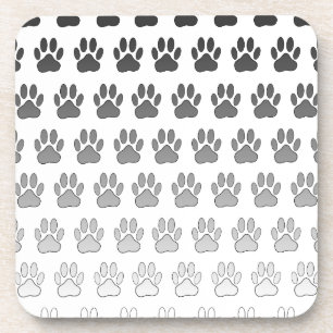 Gradient Paw Prints in Black & White & Grey Coaster