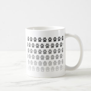 Gradient Paw Prints in Black & White & Grey Coffee Mug