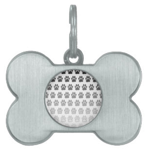 Gradient Paw Prints in Black & White & Grey Pet Tag