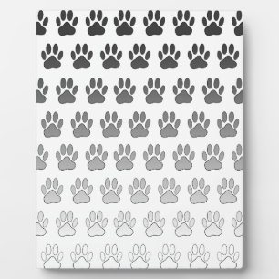 Gradient Paw Prints in Black & White & Grey Plaque