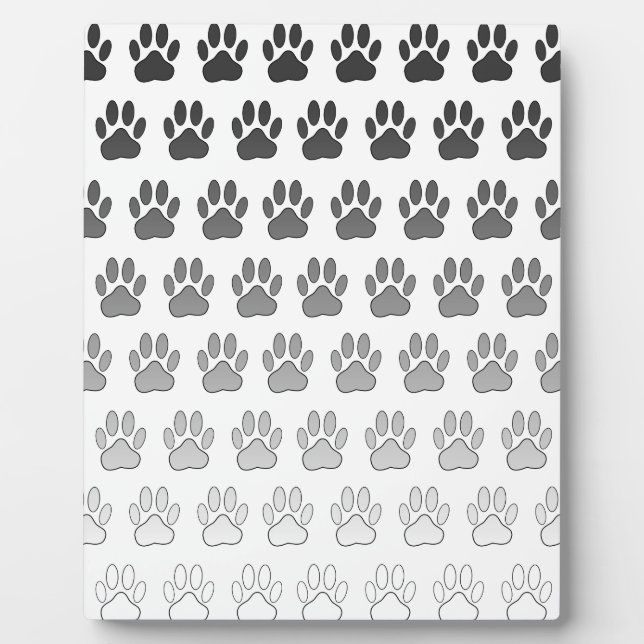 Gradient Paw Prints in Black & White & Grey Plaque (Front)