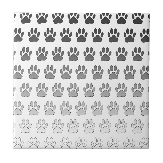 Gradient Paw Prints in Black & White & Grey Tile (Front)
