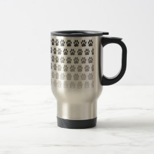 Gradient Paw Prints in Black & White & Grey Travel Mug