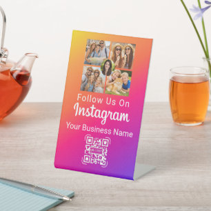Gradient Photo Collage Instagram Follow Us Pedestal Sign