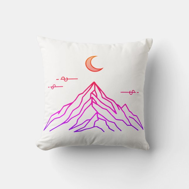 Gradient Pillow “Vivid Peaks & Moon” (Front)