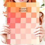 Gradient Pink Chequerboard Custom Name  Planner<br><div class="desc">This vibrant design features a soft gradient chequerboard pattern in warm pink and peach tones. The bold layout is complemented by a custom name in clean, modern typography, creating a stylish and personal touch. Perfect for students, professionals, or anyone who loves trendy and artistic designs. Ideal for organizing daily tasks,...</div>