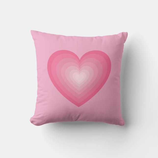Gradient Pink Heart Design – Cute Love Symbol Throw Pillow (Front)