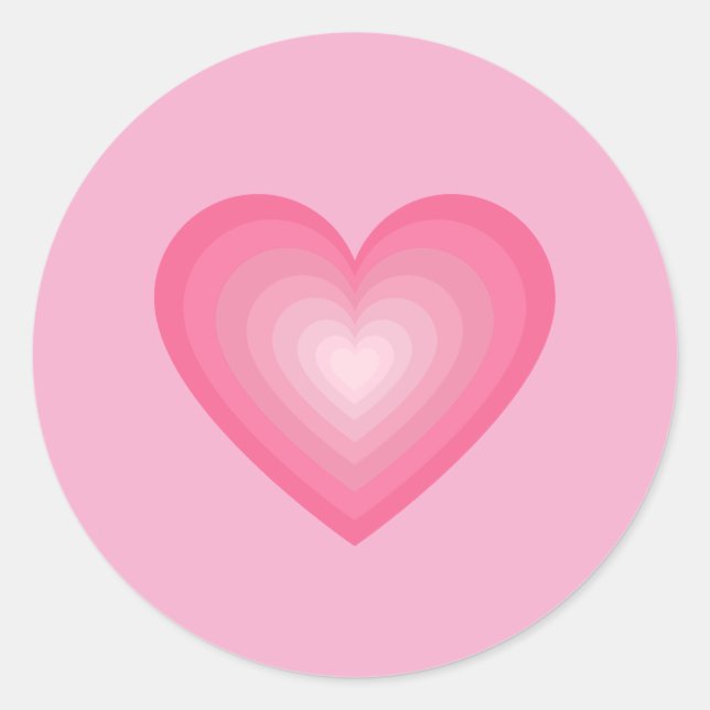 Gradient Pink Heart Design – Pastel Pink Love Sign Classic Round Sticker (Front)