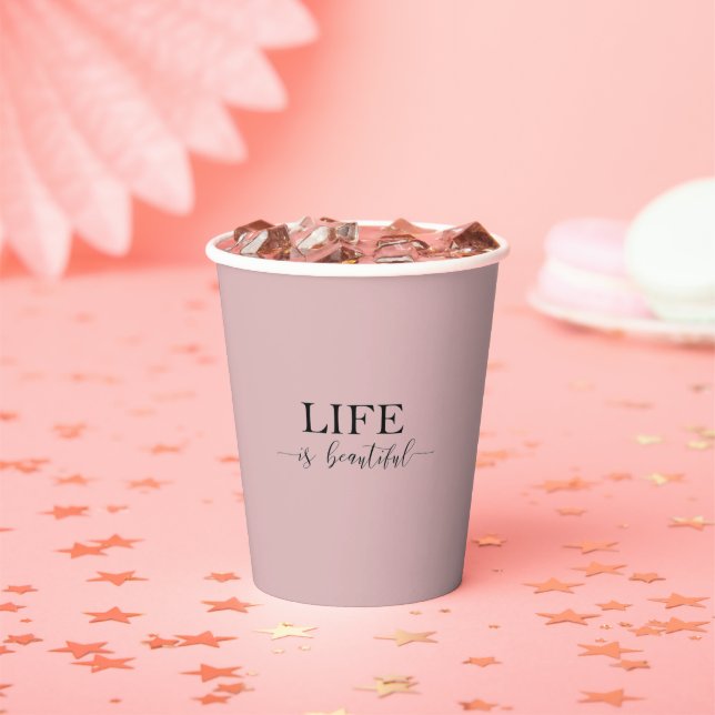 Gradient Pink Party Cups Disposable Coffee Cups (Insitu)