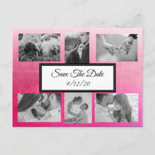 Gradient Pink Photo Enregistrer la date Carte post