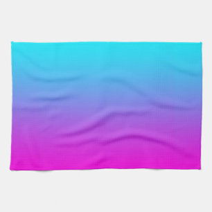 Gradient Pink to Blue Gradation Hot Pink Sky Blue Kitchen Towel