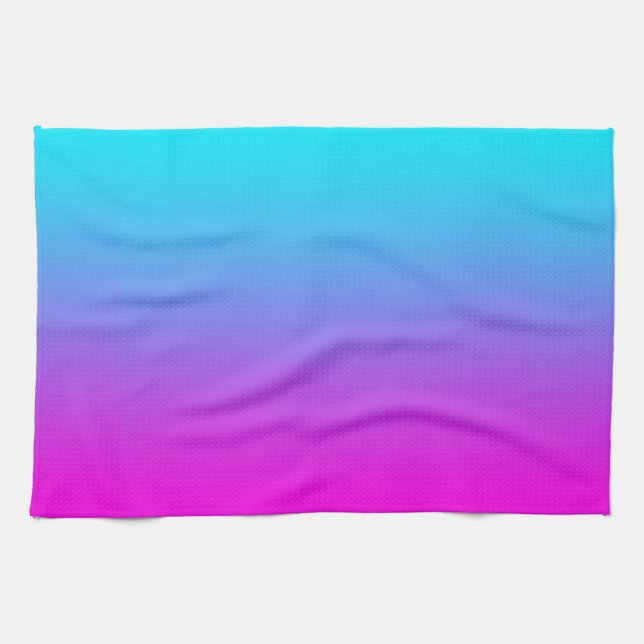 Gradient Pink to Blue Gradation Hot Pink Sky Blue Kitchen Towel (Horizontal)